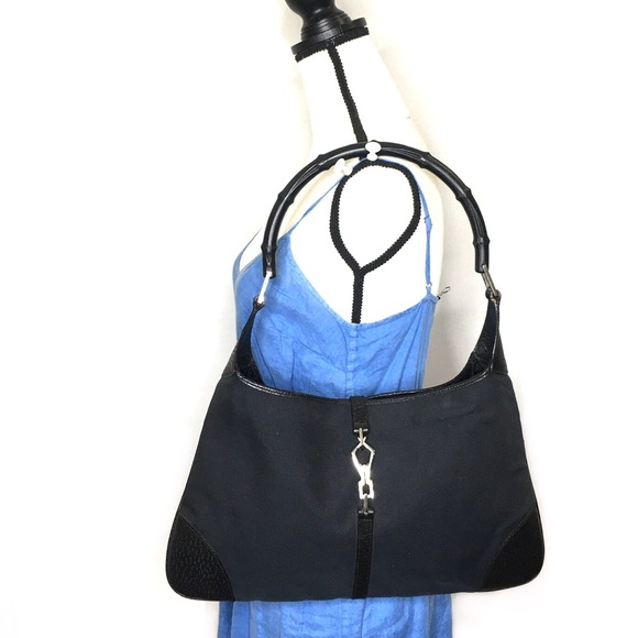Authentic Gucci black canvas Jackie hobo bag - Picture 1 of 16